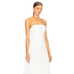 Acler White Strapless Pleated Maxi Dress